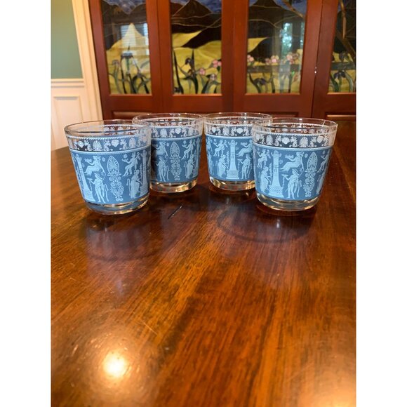 Vintage Jeanette Hellenic Jasperware Lowball Scotch Glasses. - Picture 11 of 15